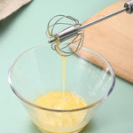 Batidor de huevos semiautomático, batidor de huevos de acero inoxidable 304, mezclador Manual, agitador de huevos giratorio automático, herramientas de cocina para huevos