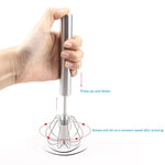 Batidor de huevos semiautomático, batidor de huevos de acero inoxidable 304, mezclador Manual, agitador de huevos giratorio automático, herramientas de cocina para huevos