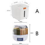 360 °   Dispensador de alimentos giratorio de 6 rejillas, contenedor hermético de almacenamiento de cocina para cereales, cereales y productos secos