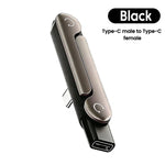 Cable de Datos Plegable 2 en 1 de 240W con Carga Rápida, Negro/Naranja, Tipo-C a Tipo-C, con Soporte para Teléfono/Tablet
