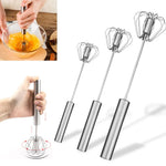 Batidor de huevos semiautomático, batidor de huevos de acero inoxidable 304, mezclador Manual, agitador de huevos giratorio automático, herramientas de cocina para huevos