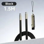 Cable de Datos Plegable 2 en 1 de 240W con Carga Rápida, Negro/Naranja, Tipo-C a Tipo-C, con Soporte para Teléfono/Tablet