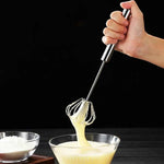 Batidor de huevos semiautomático, batidor de huevos de acero inoxidable 304, mezclador Manual, agitador de huevos giratorio automático, herramientas de cocina para huevos