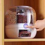 360 °   Dispensador de alimentos giratorio de 6 rejillas, contenedor hermético de almacenamiento de cocina para cereales, cereales y productos secos