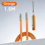 Cable de Datos Plegable 2 en 1 de 240W con Carga Rápida, Negro/Naranja, Tipo-C a Tipo-C, con Soporte para Teléfono/Tablet
