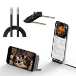 Cable de Datos Plegable 2 en 1 de 240W con Carga Rápida, Negro/Naranja, Tipo-C a Tipo-C, con Soporte para Teléfono/Tablet