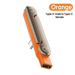 Cable de Datos Plegable 2 en 1 de 240W con Carga Rápida, Negro/Naranja, Tipo-C a Tipo-C, con Soporte para Teléfono/Tablet