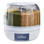 360 °   Dispensador de alimentos giratorio de 6 rejillas, contenedor hermético de almacenamiento de cocina para cereales, cereales y productos secos