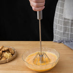 Batidor de huevos semiautomático, batidor de huevos de acero inoxidable 304, mezclador Manual, agitador de huevos giratorio automático, herramientas de cocina para huevos