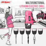 Kit de taladros de destornillador eléctrico rosa de alta especificaciones, juego de herramientas para el hogar, taladros eléctricos inalámbricos de reparación, caja de herramientas completa, martillo